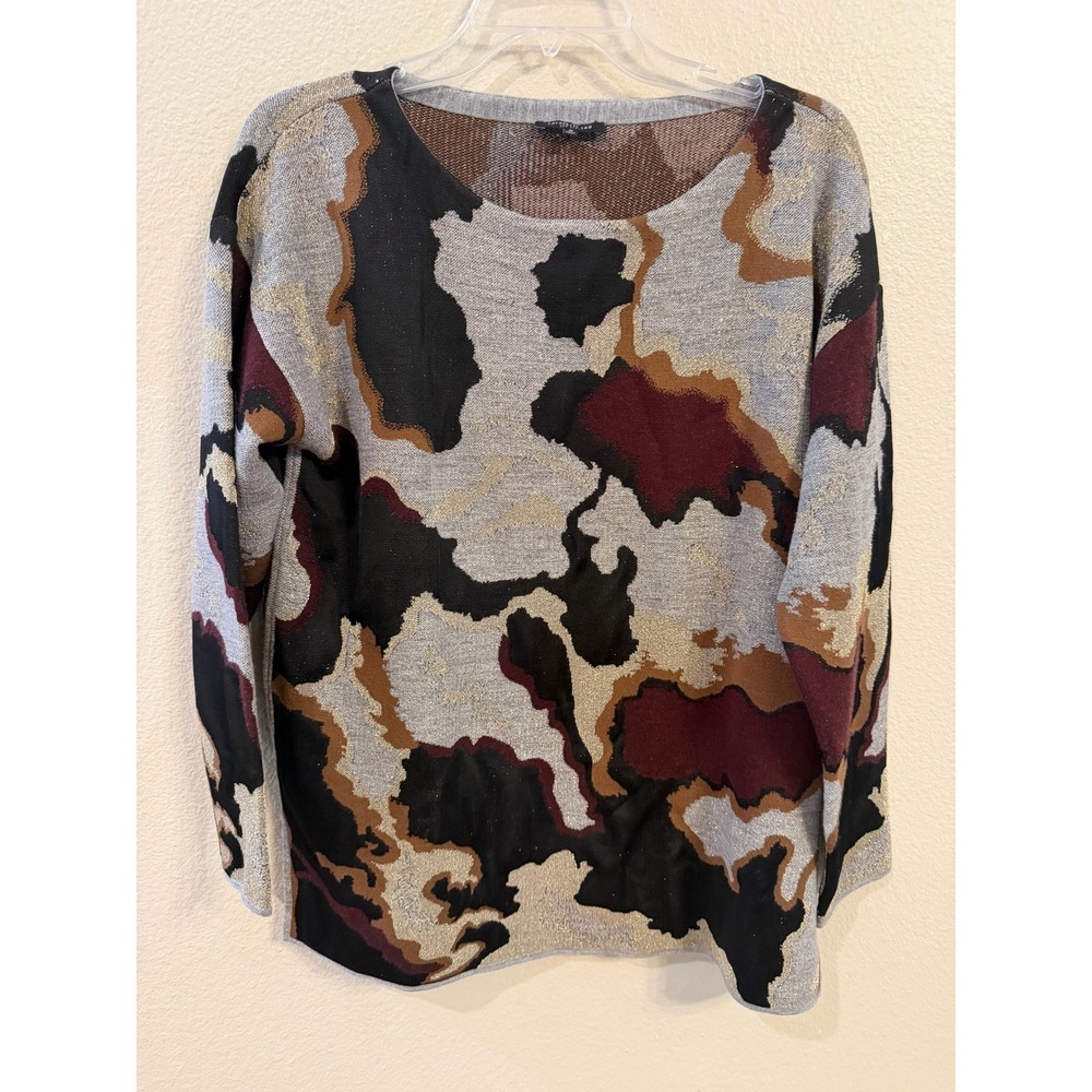 Lafayette 148 Sweater Women Medium Multicolor Excellent Wool Metallic Abstract